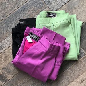 Versace Wool Trousers Lime Green